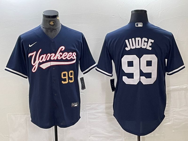 Men New York Yankees #99 Judge Dark blue Second generation joint name Nike 2024 MLB Jersey style 2->new york yankees->MLB Jersey